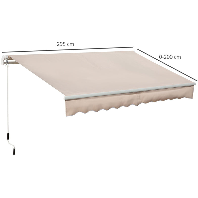 Awning For Patio - Manual Hand Crank 3 x 2m Aluminium Frame