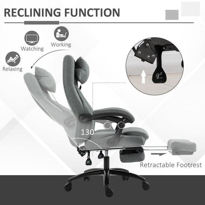 Grey Ergonomic Office Chair with Vibration Massage & Swivel