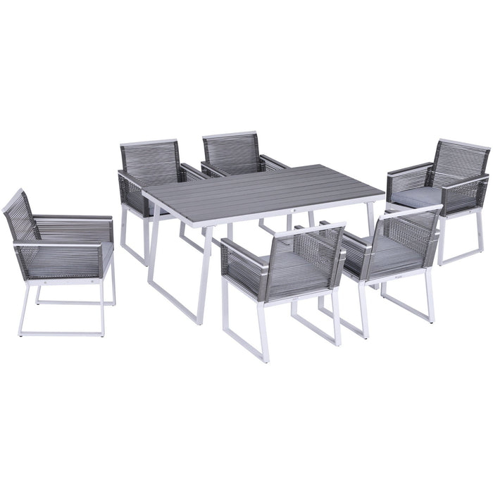 6 Seater Rattan Dining Set with Rectangle Table