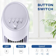 White 30" Oscillating Tower Fan: 3 Speeds, Ultra Slim Homcom