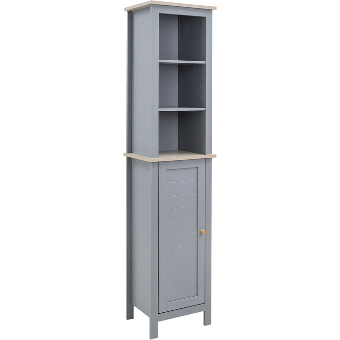 Tall Grey Bathroom Floor Storage Cabinet