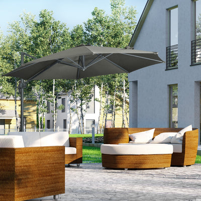 3m Large Grey Overhanging Cantilever Parasol Outsunny