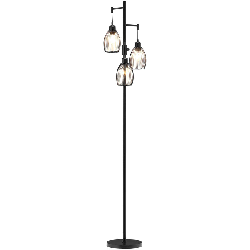Industrial Floor Lamp, 3 Lights, Dimmable, Metal Shades
