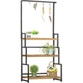 3 Tiered Plant Stand with Hanging Hooks for Indoor/Outdoor Outsunny