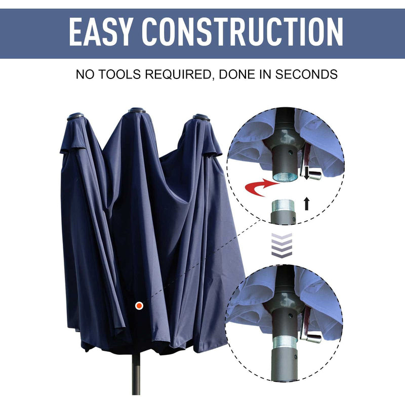 4.6m Large Garden Parasol, Double Sided, No Base