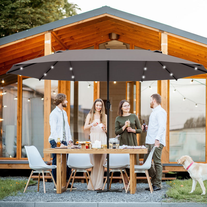 4.4m Double Sided LED Garden Parasol - Patio Sun Shade