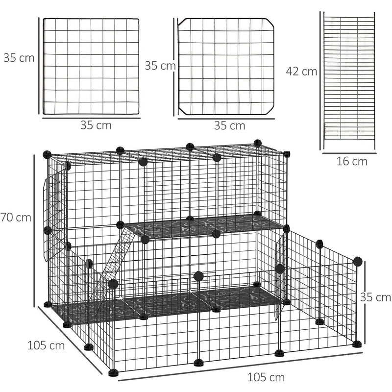 DIY Pet Play Pen with Door for Small Animals, Black