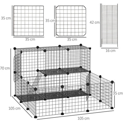 DIY Pet Play Pen with Door for Small Animals, Black Pawhut