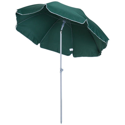 2.2m Beach Umbrella Parasol, Steel - Dark Green Outsunny