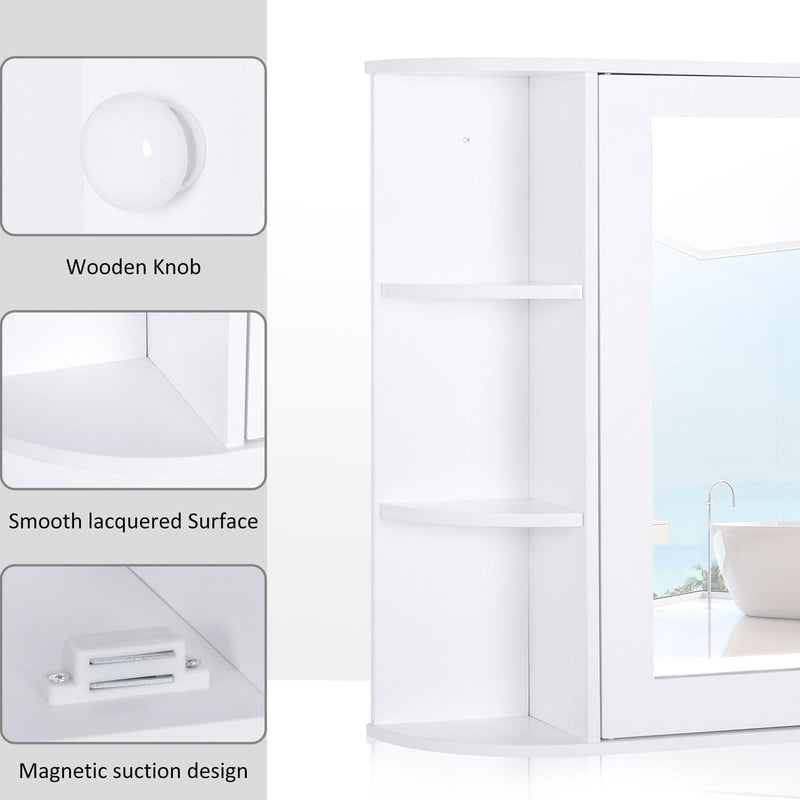 White Bathroom Wall Cabinet, 66W x 17D x 63H cm