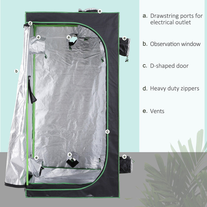 Hydroponic Grow Tent, Window, Tool Bag, 80Lx80Wx160H cm