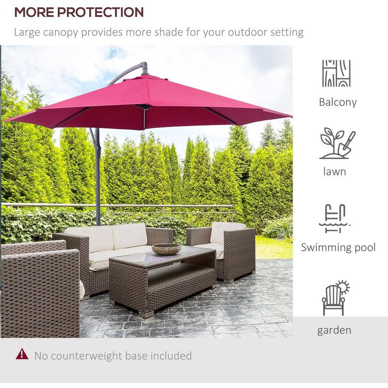 Contemporary 3m Cantilever Parasol with Crank Handle