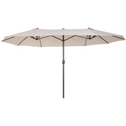 4.6m Double Sided Parasol, No Base, Beige Outsunny