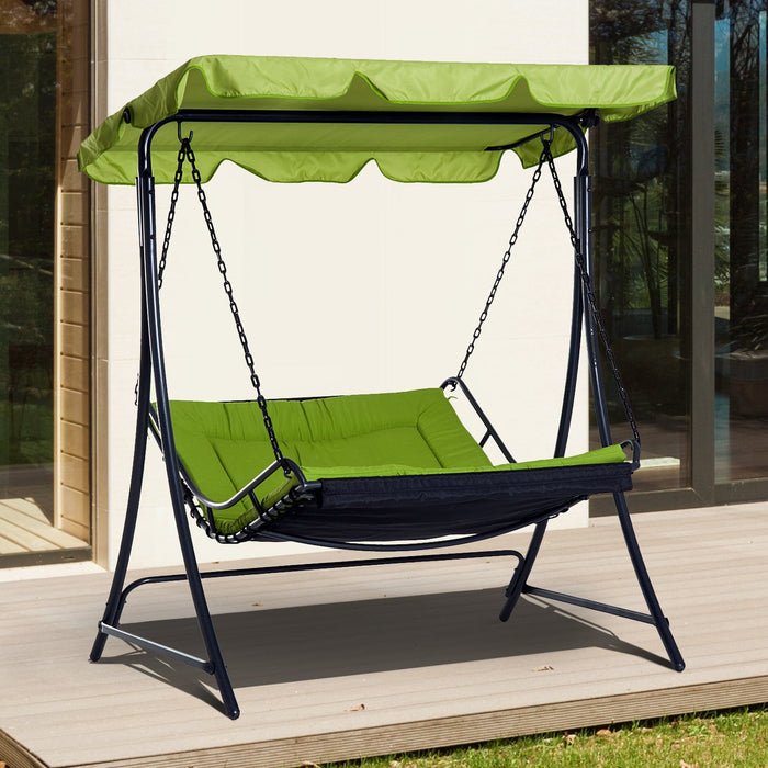 2 Person Garden Swing Chair Bed Canopy Hammock, Beige