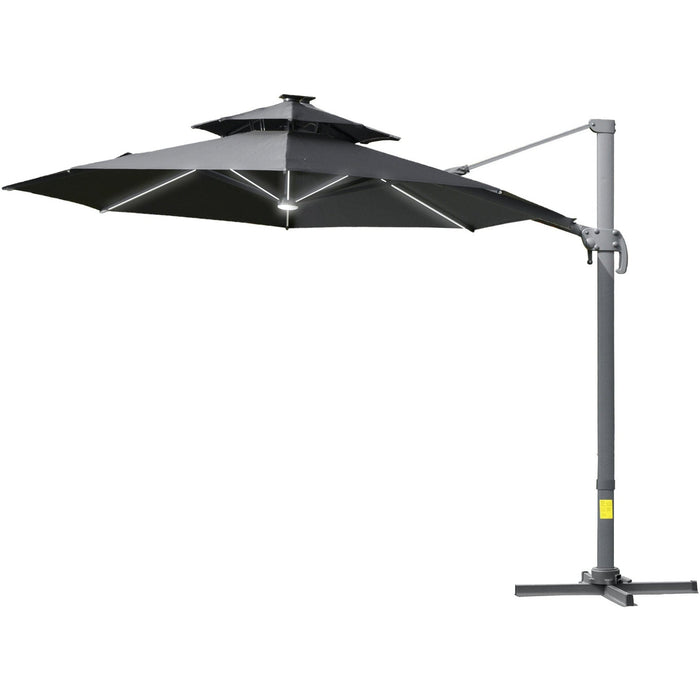 3m Cantilever Parasol With Solar Lights, Power Bank