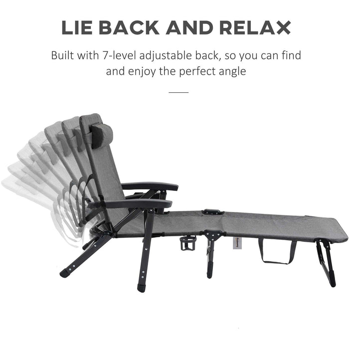 Portable Folding Sun Lounger With Drinks Holder