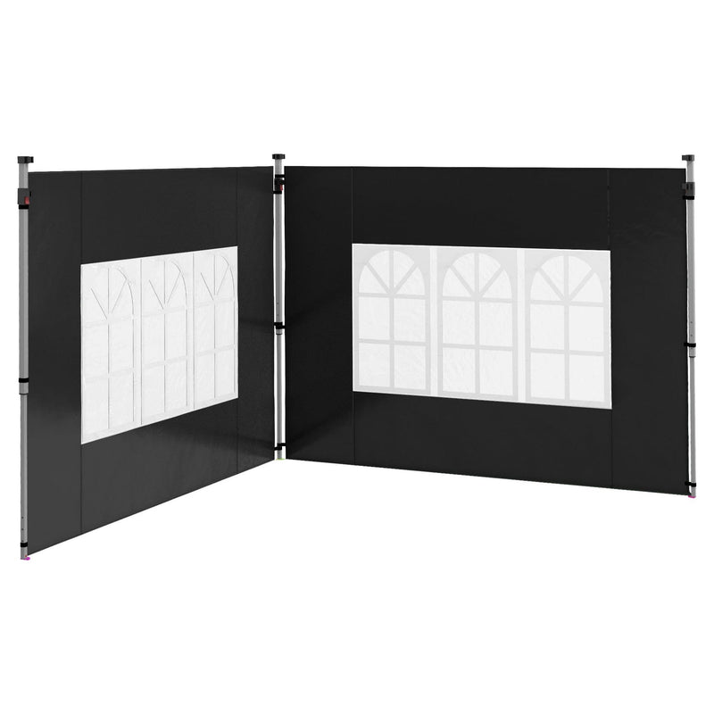 Outsunny Gazebo Side Panels, Sides Replacement with Window for 3x3(m) or 3x4m Pop Up Gazebo, 2 Pack, Black