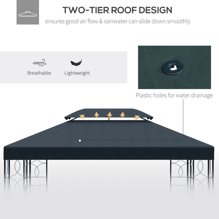 Waterproof Gazebo Canopy Replacement 3x4m (Top Only)