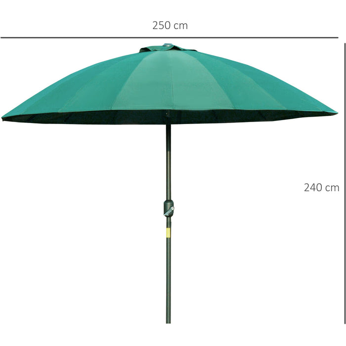 Round Patio Parasol, 2.5m, Tilt Crank, 18 Ribs