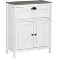 White Freestanding Bathroom Floor Cabinet With Drawer Kleankin