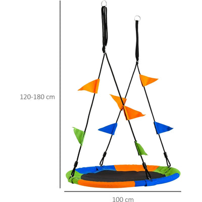 Saucer Tree Swing Set with Adjustable Rope, Steel Frame Outsunny