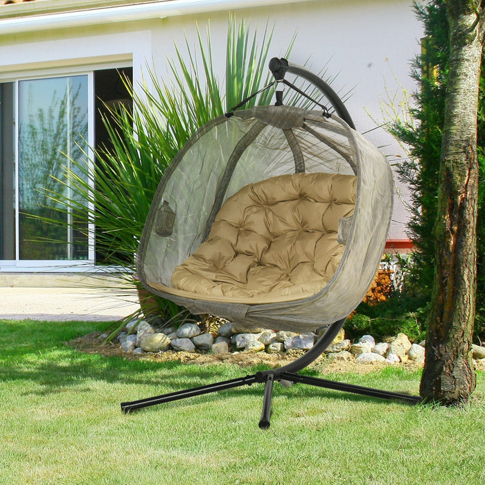 Double Egg Swing Chair With Stand, Pure Relaxation