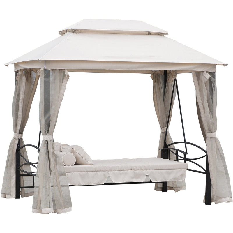 Outdoor 2-in-1 Convertible Garden Swing Chair Bed Outsunny