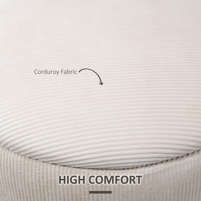Set of 2 White Fabric Ottomans with Removable Lid