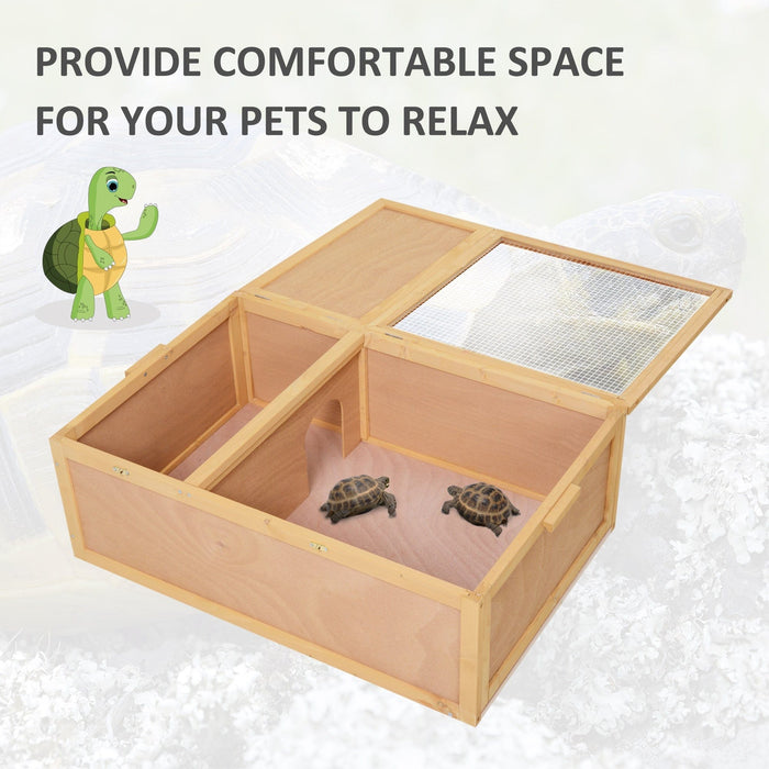 94cm Wooden Tortoise House, 2-Room Enclosure