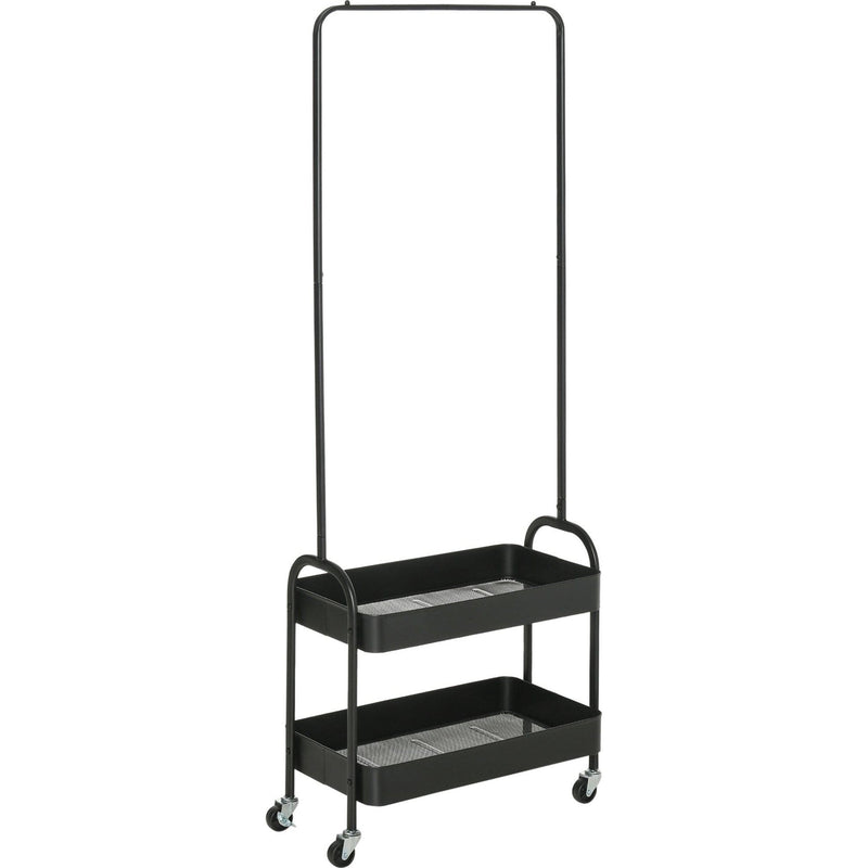 Black Metal Clothes Rail with Shelves