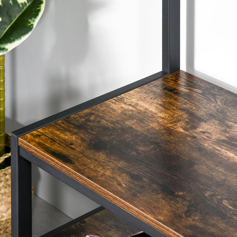 Rustic Brown Hall Tree Coat Stand, Bench, Shoe Rack