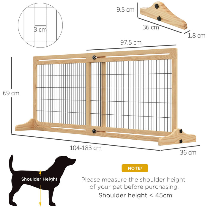 PawHut Freestanding Wooden Pet Gate - Natural