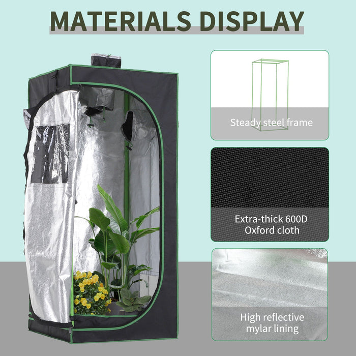 Hydroponic Plant Grow Tent, Window, L60xW60xH140 cm