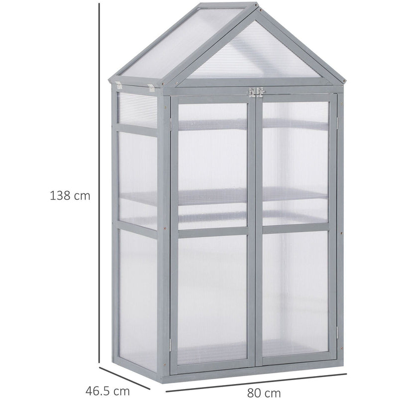 Greenhouse Cold Frame, Shelves, Double Doors, 80x47x138cm