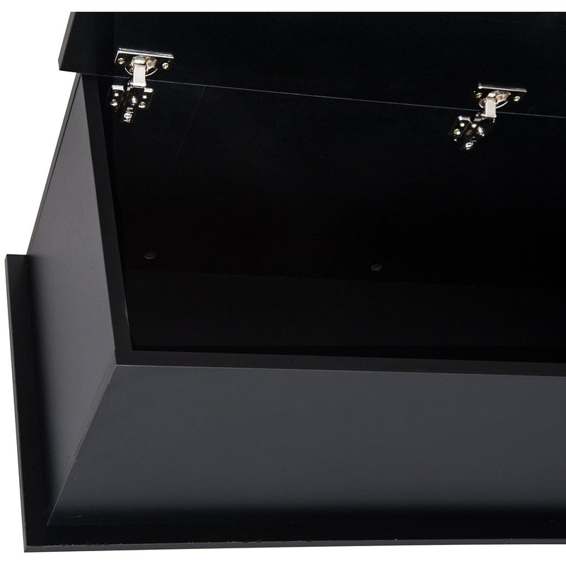 Black Wooden Storage Box Ottoman With Lid