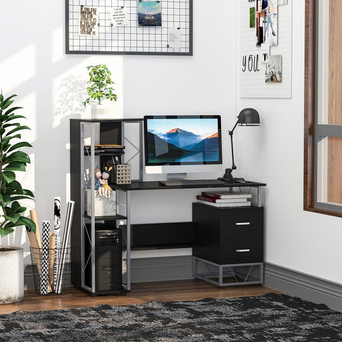 Computer Desk with Shelves, Drawers, Home Office Workstation