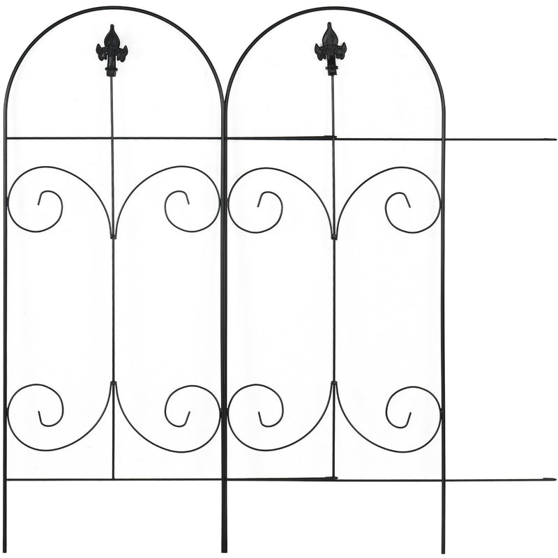 8Pc Black Garden Fence 44in x 12.5ft