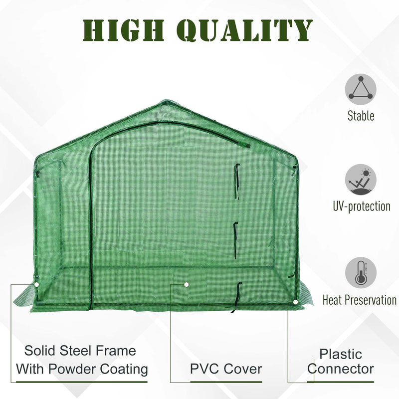 Small Greenhouse For Garden, Roll-Up Door, 180x100x168cm