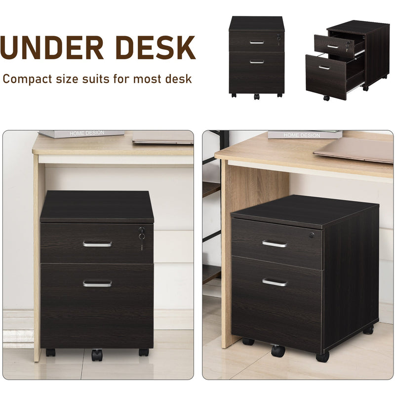 2-Drawer Locking Filing Cabinet, Black