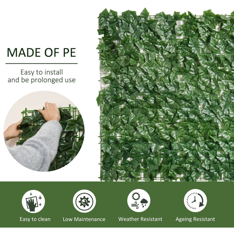 Artificial Leaf Hedge Screen, 3M x 1M, Outdoor/Indoor, Green