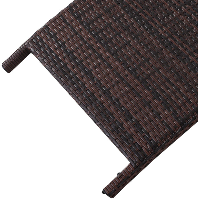 Folding Rattan Sun Lounger, Cushion and Pillow, Brown