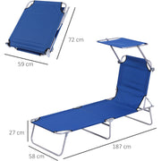 Folding Sun Lounger With Canopy Outsunny