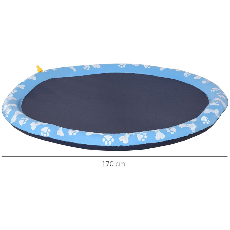 170cm Dog Sprinkler Splash Pad, Non-slip, Blue