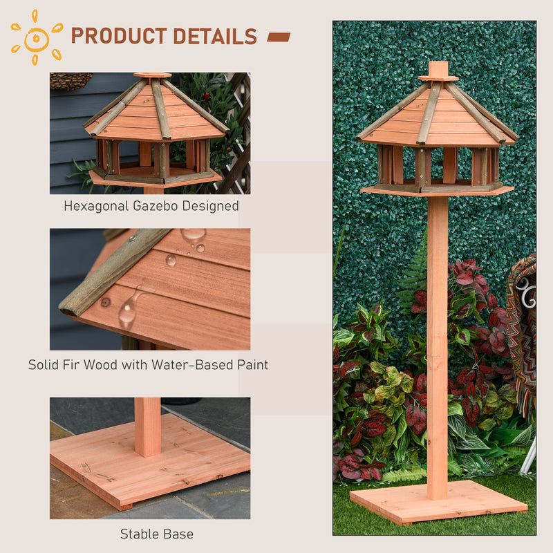 Wooden Bird Feeder Table With Water Resistant Roof, 130cm