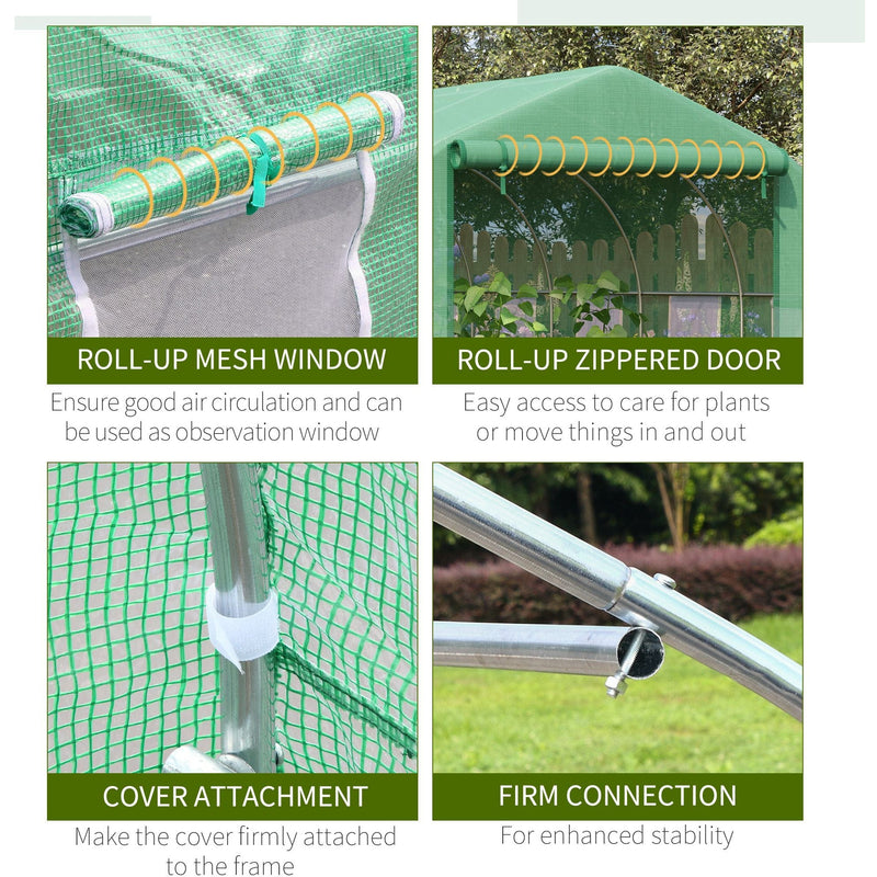 Spacious Walk In Greenhouse, PE Cover, 6 Windows, 3.5x3x2m