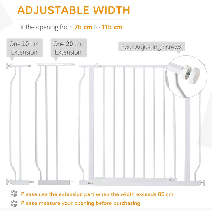 75-115cm  Wide Pet  Safety Gate - White