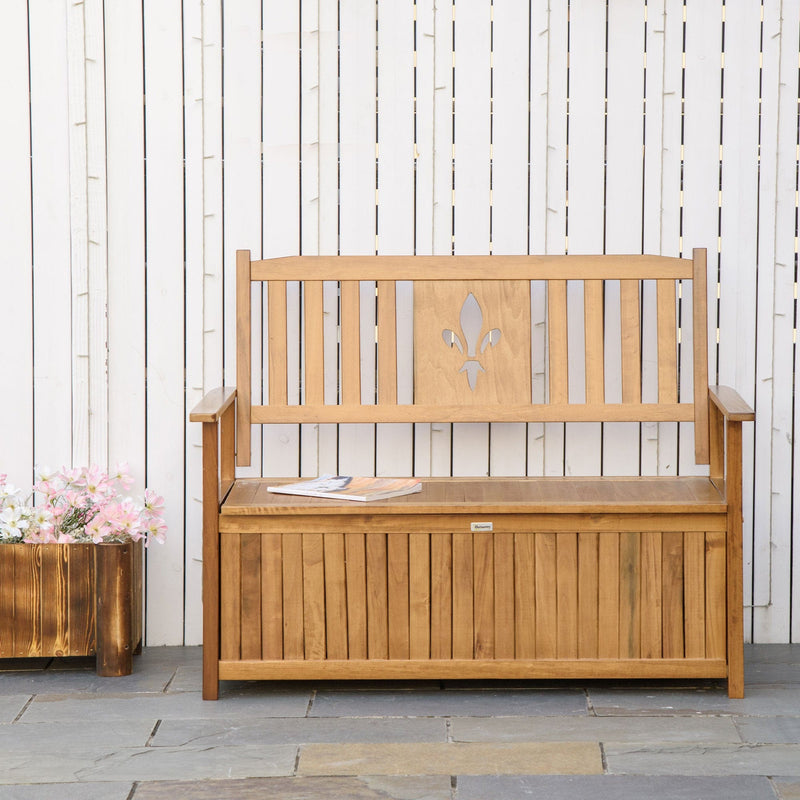 Outsunny 2 Seater Wooden Garden Bench With Storage
