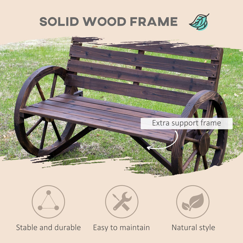 Wagon Wheel Garden Bench Outsunny