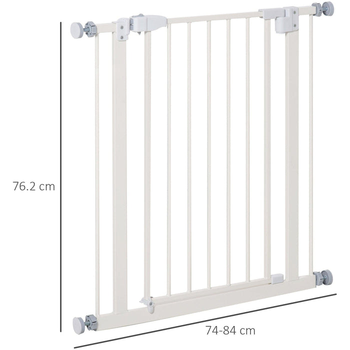 Pressure Fit Stair Gate, No Screws Required, 74-84cm, White