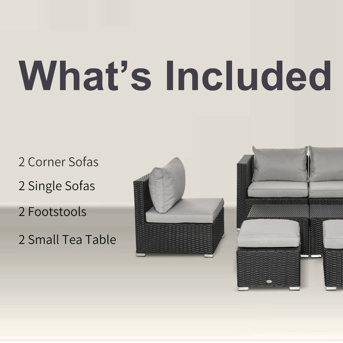 6 Seater Rattan Sofa Set - Space-Saving Sofa, Chairs & Table
